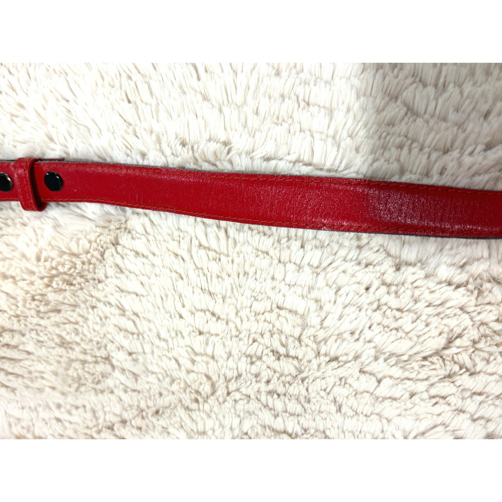 Vintage Red Leather Thin Belt Gunmetal Hardware Pop of Red Y2K Indie Sleaze